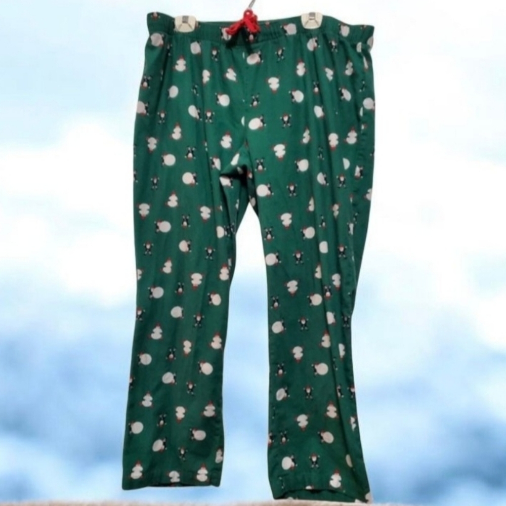 Adults Old Navy Green Flannel Gnome Elf Snowball Pajama Lounge Pants size XL